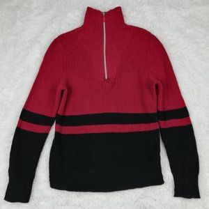 Lauren Active Womens Pullover Sweater Multicolor Stripe‎ Long Sleeve Half Zip M